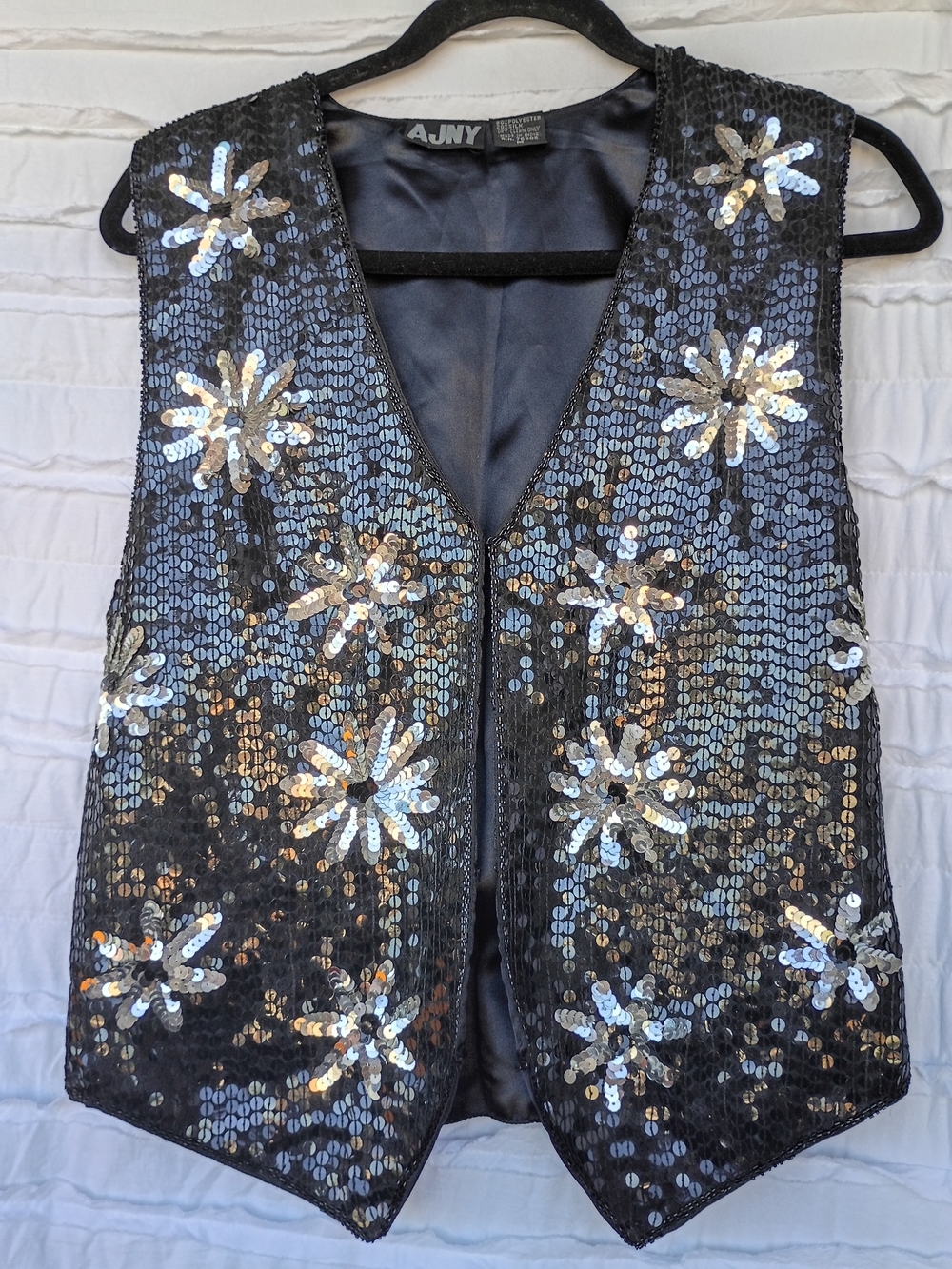 Vintage AJNY Black Sequin Vest